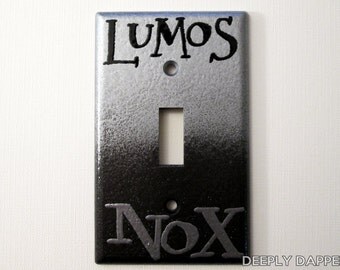 LAST CHANCE!!! Lumos Nox Silver and Black Standard Light Switch Plate - DeeplyDapper Spells