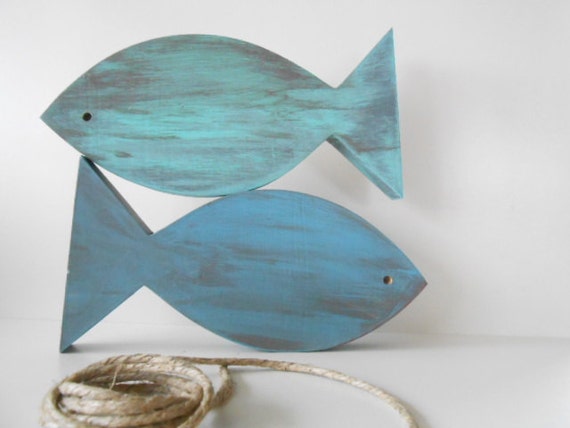 Nautical decor Distressed fish Coastal decor by TheSeasideKids