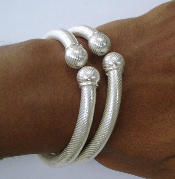 ethnic tribal silver bracelet bangle kada by indiantribaljewelry