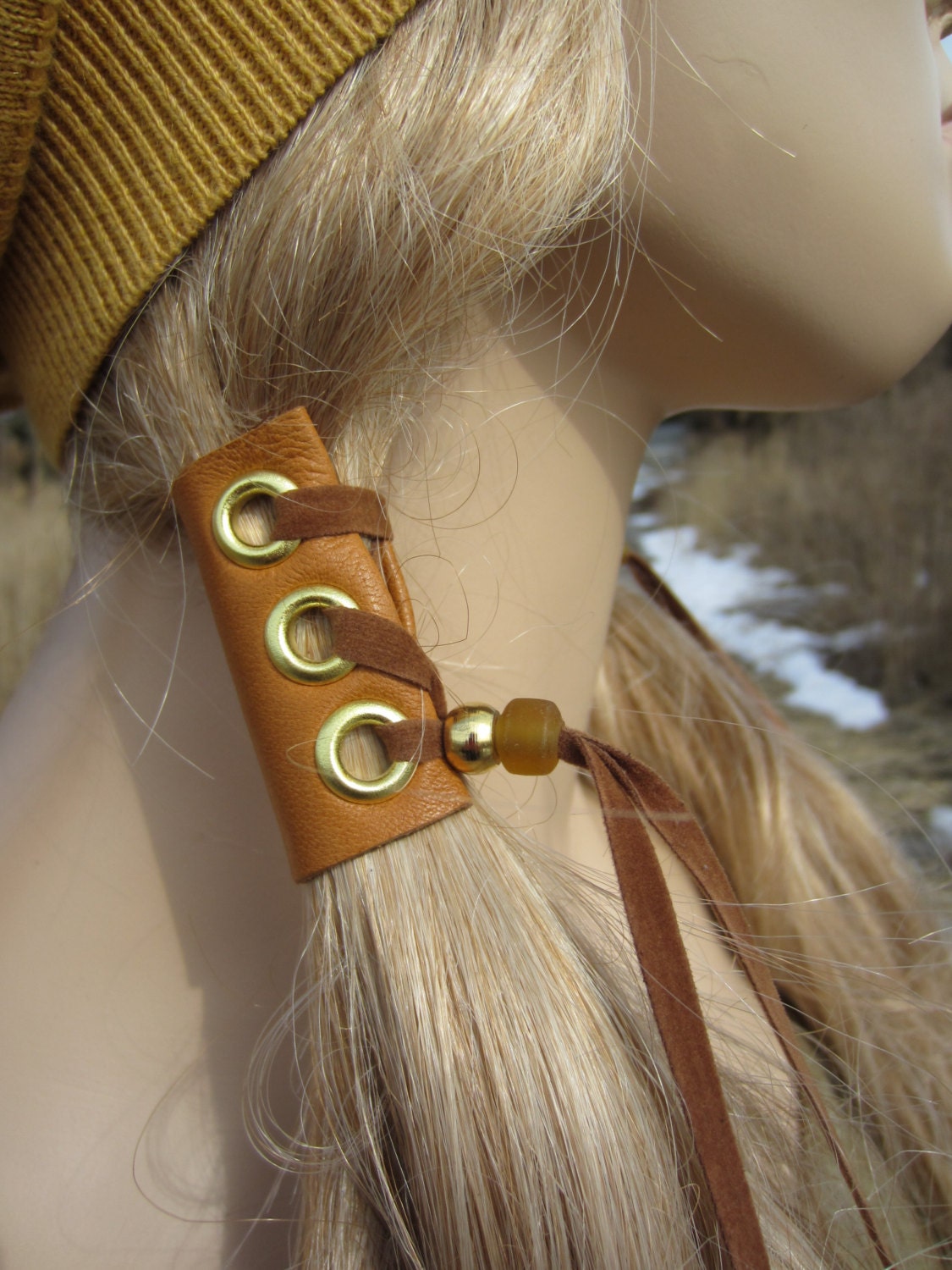 2 Leather Hair Wrap Extensions Ponytail Holder Hair Jewelry