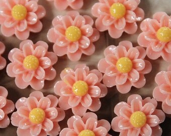 10pcs New Beautiful Colorful Gerbera Flower Resin Cabochon -13mm -(CAB-DJ-2)