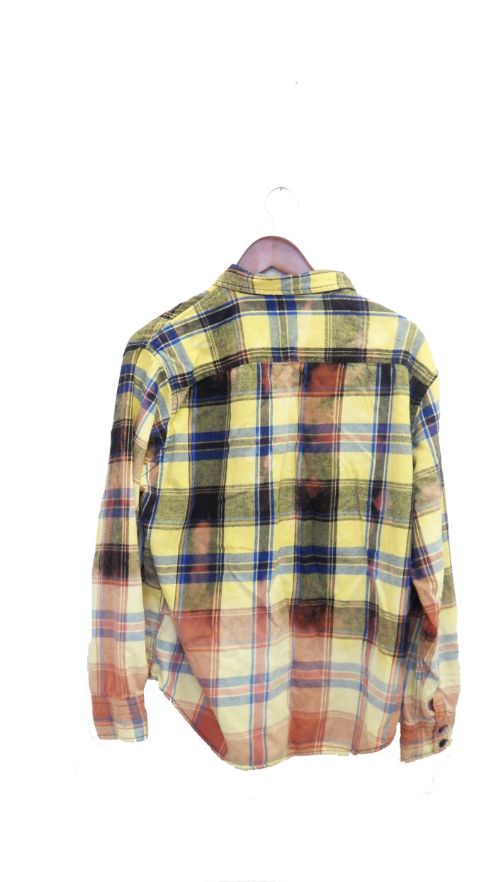 Grunge Flannel Shirt : Ombre Yellow Blue Long by bambiFALANA