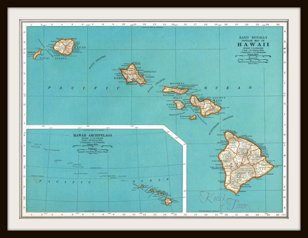 Antique Map HAWAII 1939 Map Page Buy 3 Maps Get 1 FREE