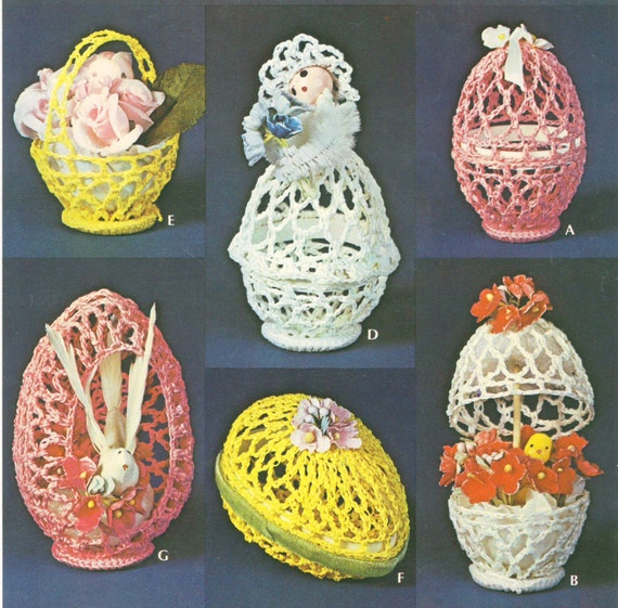 Items similar to Vintage Easter Eggs & Baskets Crochet Pattern on Etsy