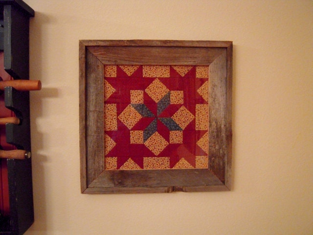 Framed Carpenters Wheel Quilt Block Barnwood by Sewsouthernquilts