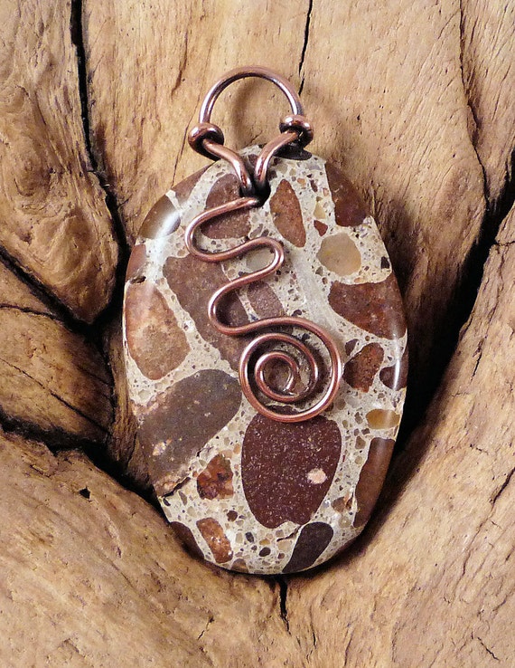 Pendant Handmade Duluth Cement Copper Wire Bail by ginnysart