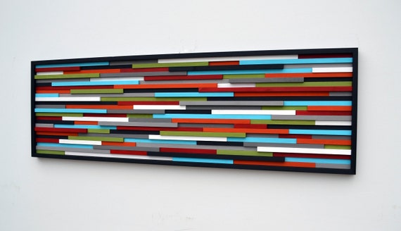 Items similar to Abstract Painting on Wood - Modern Wood Sculpture Wall