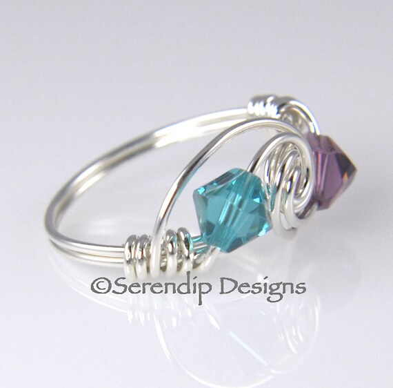 Birthstone Ring Couples Ring Argentium Sterling Silver and 2