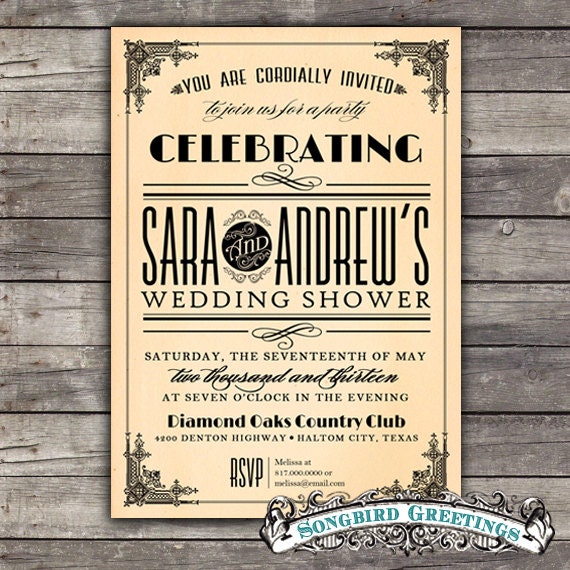 Art deco wedding shower invitation--customizable Il_570xn