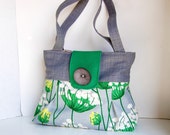 Gray and green dandelion Handbag : Malachite