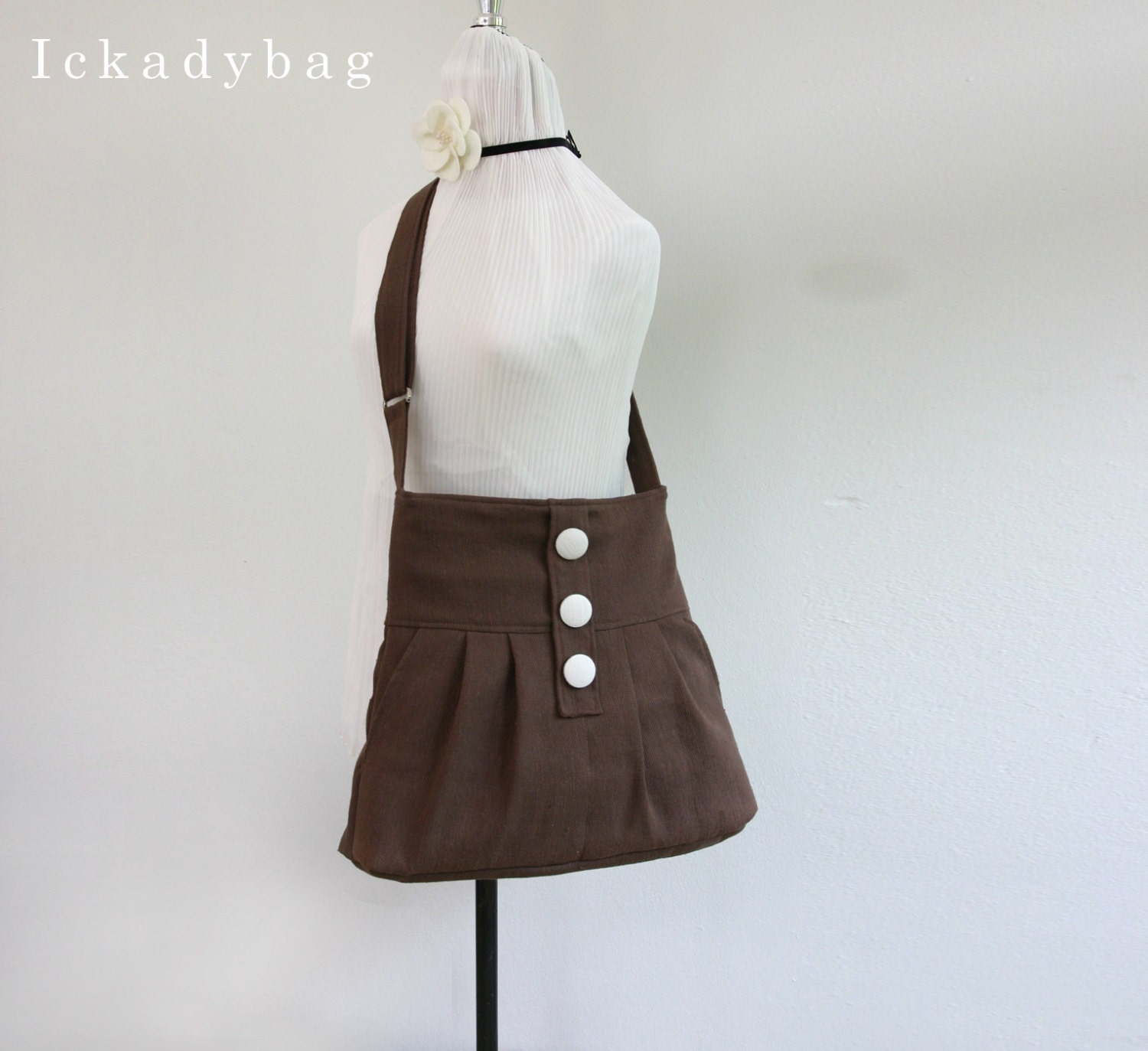 SALE Brown Messenger Bag / Hemp/Cotton / Shoulder Bag / Diaper