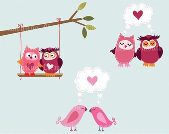 Love birds clip art images, valentines clip art, royalty-free- Instant Download