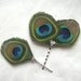 Wedding hair fascinator peacock feathers hair clip 2 piece bridal hair pin set