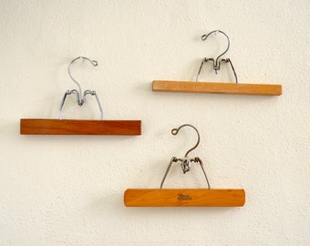Set of 3 Vintage Wooden Pants Hangers