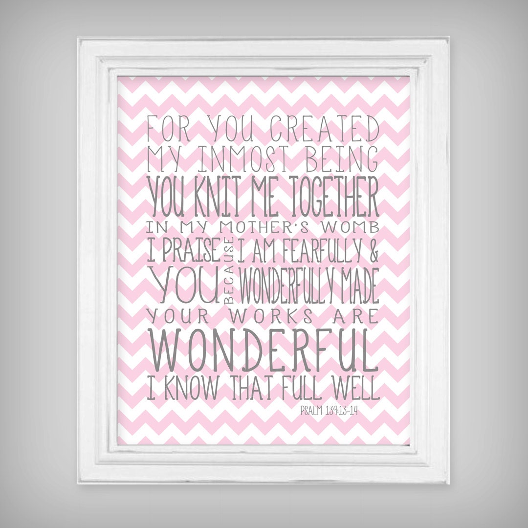 You Knit Me Together Psalm 139 Scripture Verse Art Prints