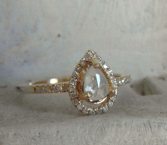 teardrop shaped 14k solid yellow gold mounted raw rough diamond solitaire promise - Teardrop Wedding Rings teardrop shaped 14k solid yellow gold mounted raw rough diamond solitaire promise - Teardrop Wedding Rings