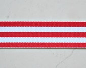 Red and white classic stripes on 7/8" grosgrain ribbon- CHristmas/Valentines Il_170x135