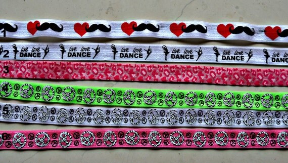 5/8" Fold over elastic - Printed 6 styles Il_570xn