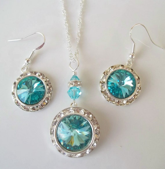 Items similar to Bridesmaid Jewelry Set,Turquoise Swarovski Crystal