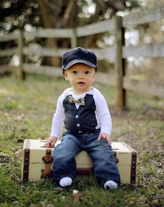 Items similar to Baby Boy Fall Outfit, Vest, Bow Tie ...