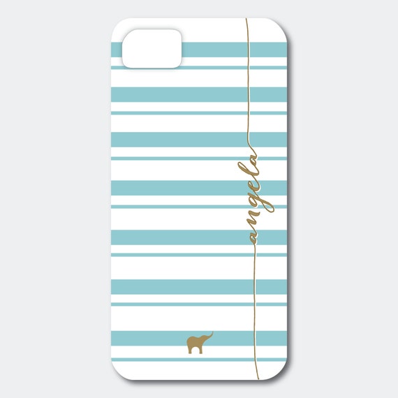 Personalized iPhone, Samsung Galaxy, or Blackberry Case - Angela Collection - Horizontal Stripes shown in Emerald and Gold