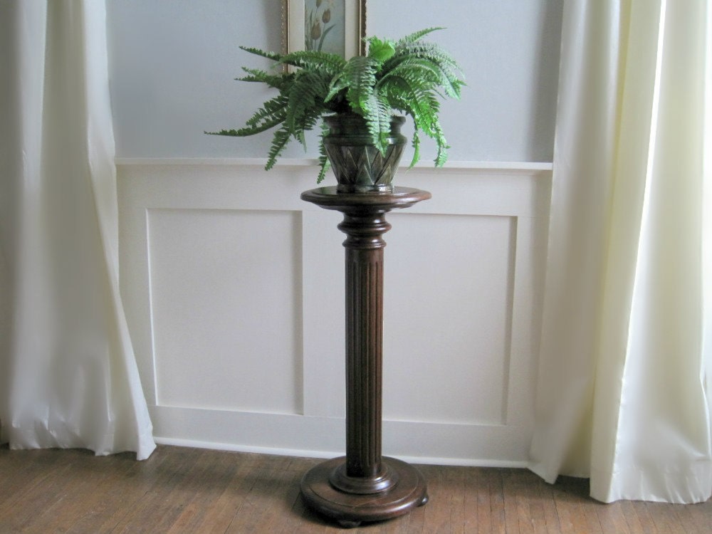 Antique Oak Pedestal Fern Plant Stand Victorian Chic