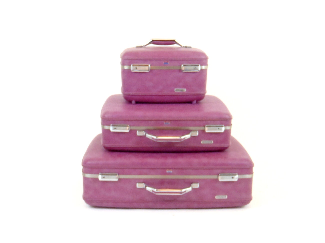 Suitcase Set Vintage Luggage Set Purple by ColumbiaArtsBuilding