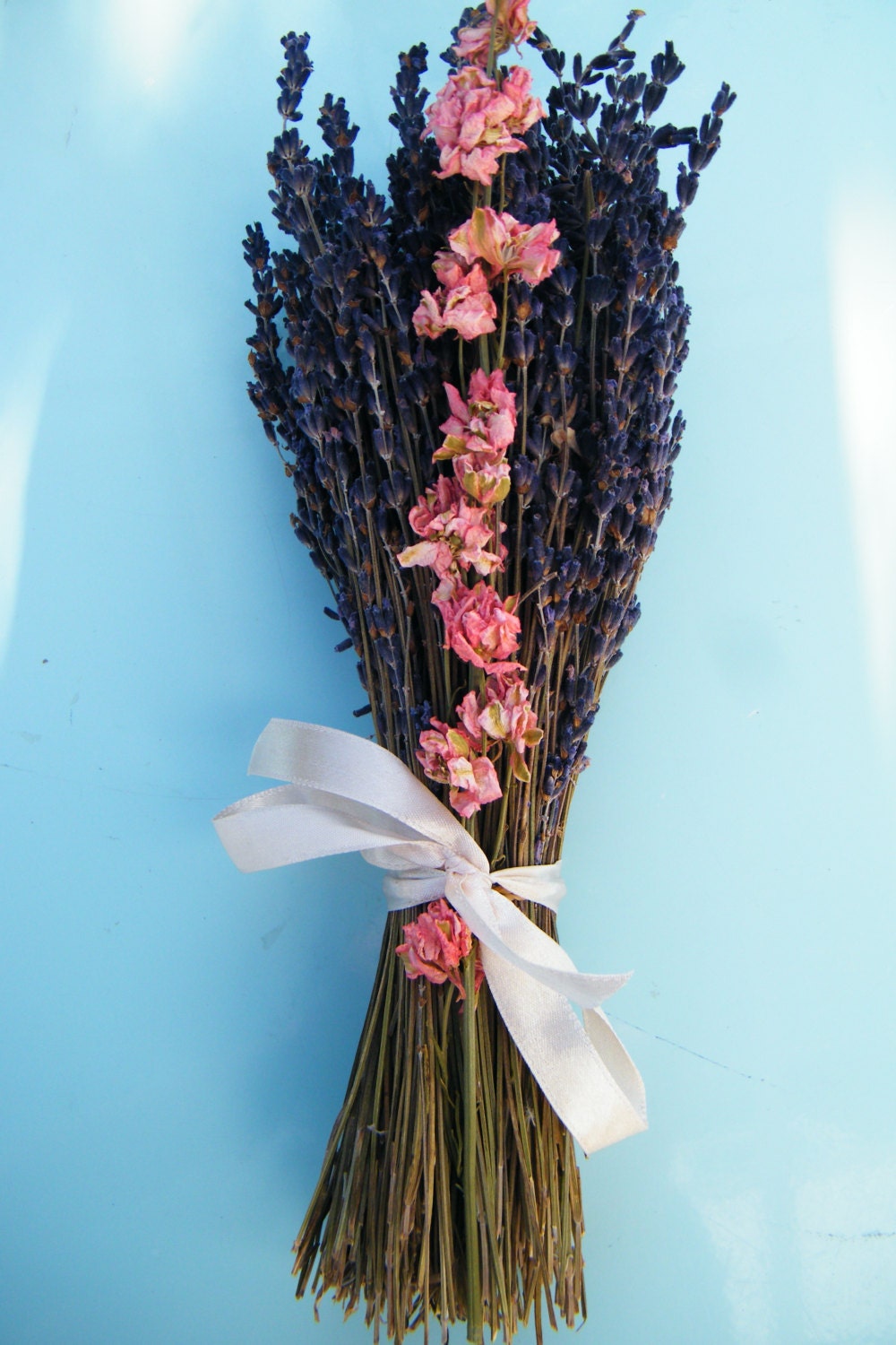 Dried lavender bouquet with delphinium by on Etsy