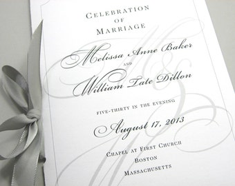 Wedding Ceremony Program Booklet Elegant Black White Custom Classic Design Traditional Script Initials Wedding Ceremony Program Booklet Elegant Black White Custom Classic Design Traditional Script Initials