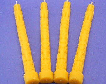 Beeswax Candles, Beeswax Tapers, Set of 4 Totem Pole Candles, Organic Beeswax Candles, Beeswax Candle Tapers, Unique Gift Idea For Everyone