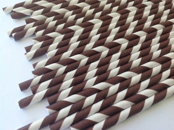 NEW to Serendipity Party Shop-Brown Striped Paper Straws Il_570xn
