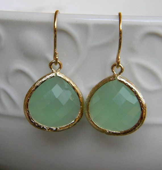Mint Green Earrings Mint Green Bridesmaid Earrings Dangle