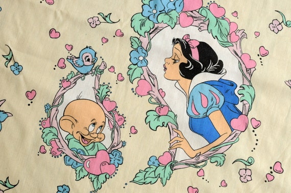Snow White Seven Dwarfs Dopey Bed Sheet Twin Flat Disney 