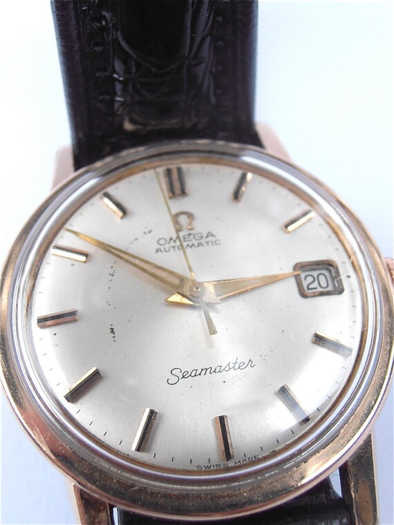 Vintage Omega Seamaster Mens Watch Timepiece 60s Logo Pink Gold Rose ...
