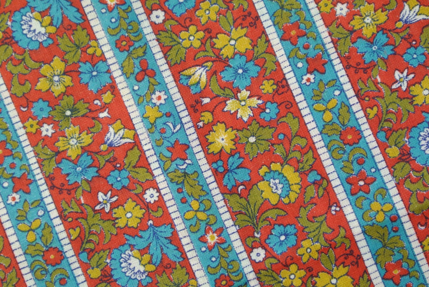 Vintage 1970s quilt fabric in highquality cotton/ synthetic