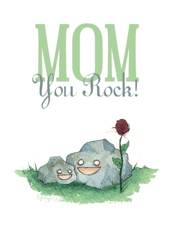 Mom You Rock Mothers Day Card By Flyinggroundhog On Etsy