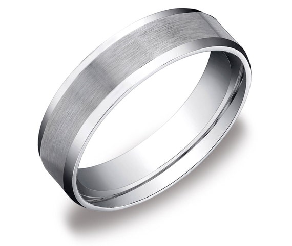 Mens Platinum Brushed Wedding Ring Comfort Fit Band 6mm Mens