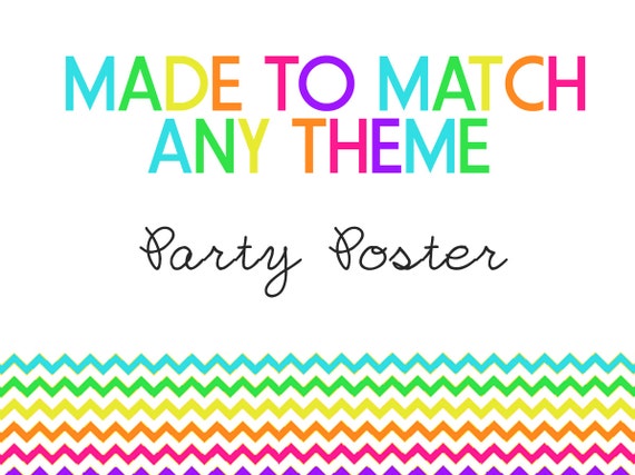 Matching "Welcome To My Party" Poster Digital File YOU-PRINT Il_570xn