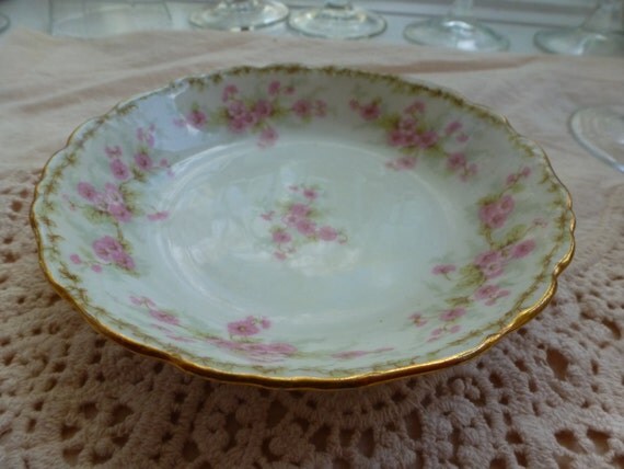 Limoges France Elite Works Limoges China Bowl Pink Flowers