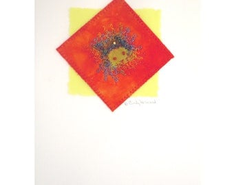 Greeting Card, Mixed Media, Handmade, Orange, Yellow