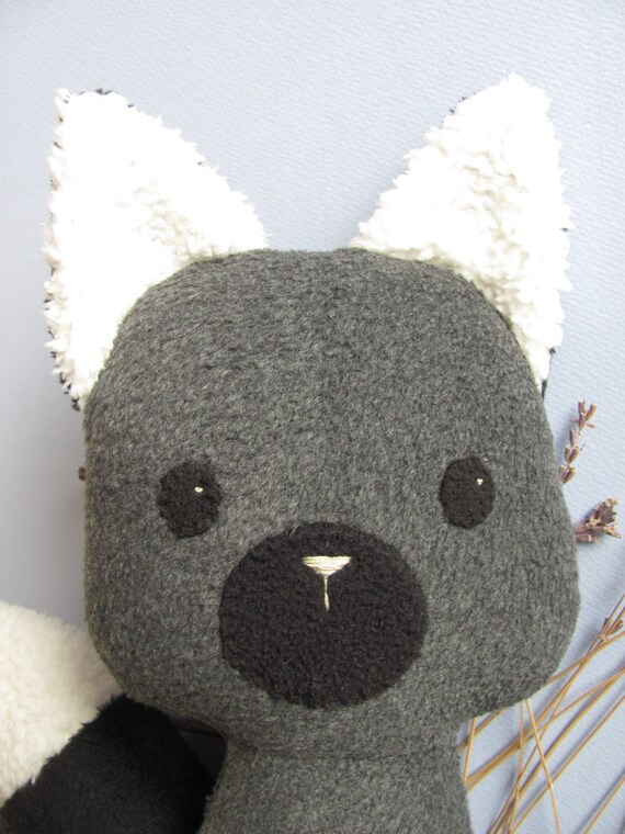 silver fox plush stuffed animal toy handstitched eco silver fox plush stuffed animal toy handstitched eco