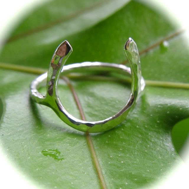 Horseshoe Ring Lucky Charm Ring Sterling Silver Hammered