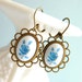 Blue Rose Earrings, Flower Earrings, Blue Floral Earrings, Retro Earrings, Shabby Chic Earrings, Tea Party Earrings, Blue Bohemian Earrings
