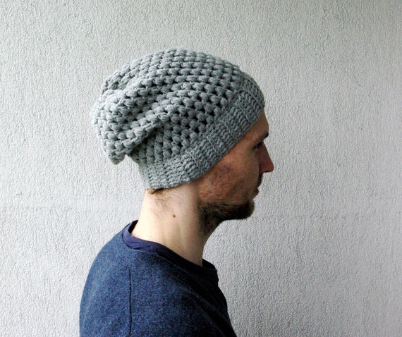 Slouchy Beanie Hipster Hat Mens Slouch Hat Unisex Crochet