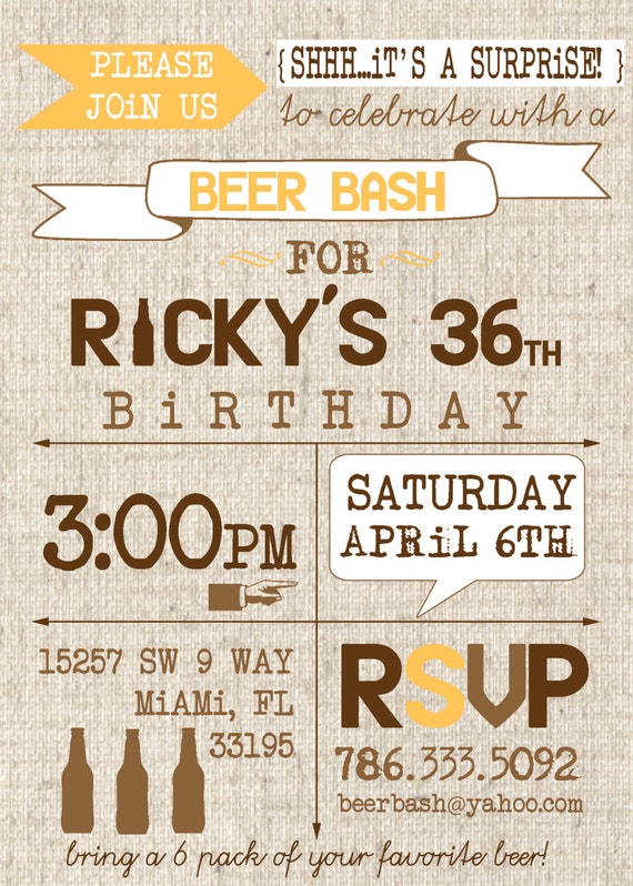 Beer Bash Invitation - DIGITAL - DIY Il_570xn