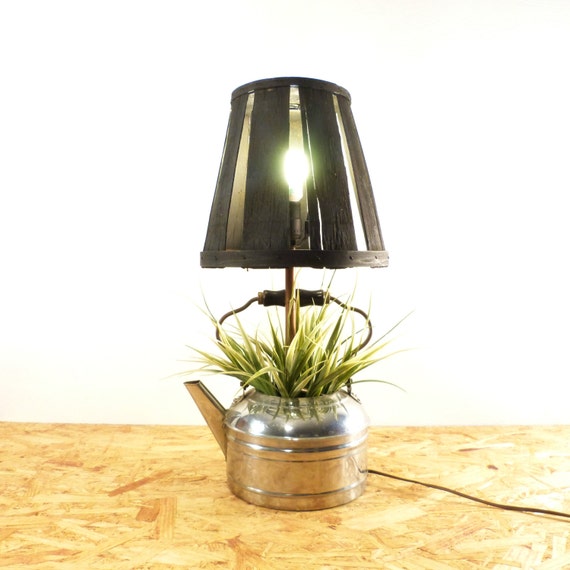 Tea Time Lamp Folk Art Kettle by RenegadeVintage on Etsy