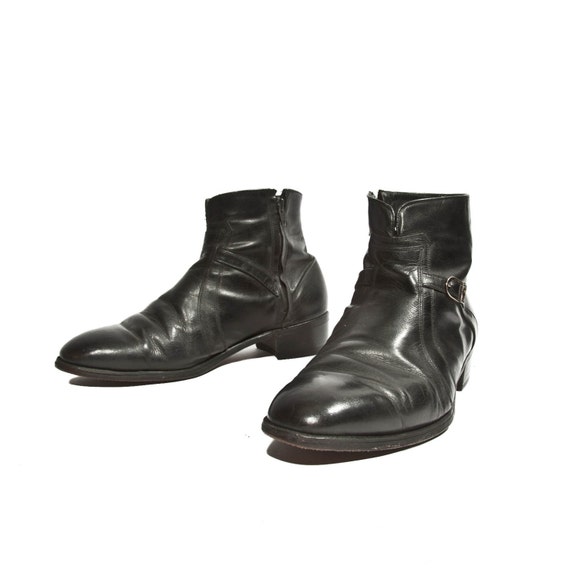 Men's Florsheim Imperial Black Leather Zipper Ankle Boots
