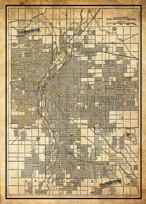 1944 Denver Colorado Street Map Vintage Sepia Grunge by TheMapShop