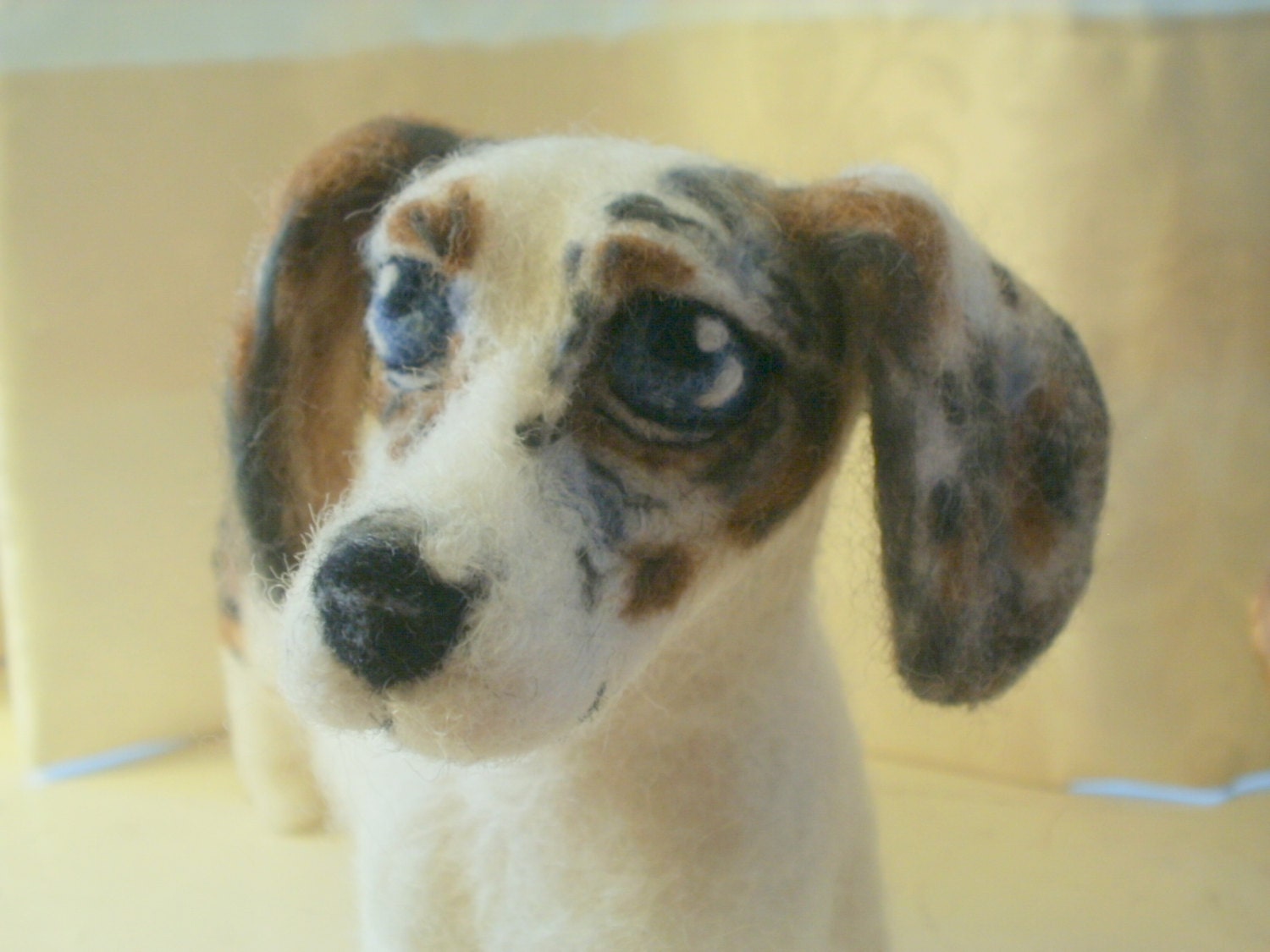 Needle Felted White Dachshund Sculpture OOaK Dog by LaCharmour