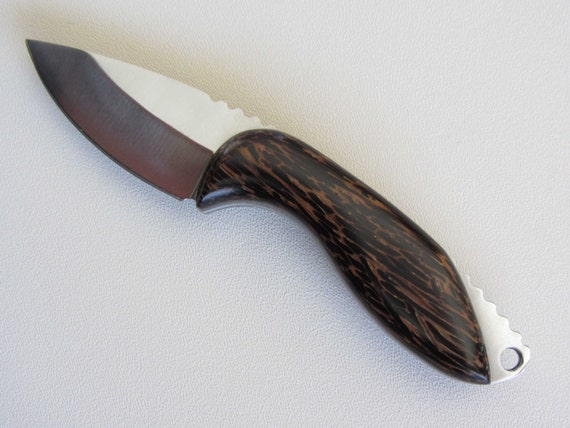 Skinner Knife Black Palm Wood Handle Stainless Steel